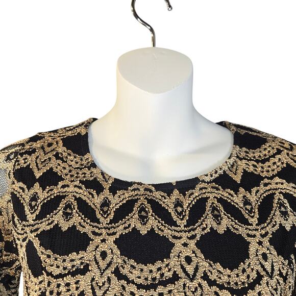 Alt B Womens Small Peplum Top Metallic Lace Romantic Soft Glam Dark Feminine - Picture 3 of 11